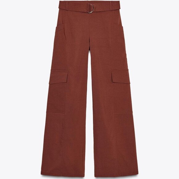 ZARA RELAXED CARGO TROUSERS WITH BELT SIZE M  1165/210/700 - Picture 2 of 5